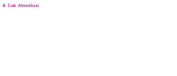 & Ciak Almodòvar

Il concerto-spettacolo CIAK ALMODOVAR – che costituisce la seconda parte della serata almodòvariana - riprende le modalità collaudate del celebre format  CIAK SI SUONA, in cui il Quintetto Architorti propone,esecuzioni dal vivo di musica da film a commento delle relative sequenze cinematografiche in proiezione. 
Ciak Almodòvar propone un’esclusiva Almodovariana dove molte immagini dei film del trasgressivo cineasta madrileno vengono commentate dal vivo dalle trascrizioni per quintetto di Marco Robino. 
Ma il commento non sarà solo musicale: il Piccolo Teatro d’Arte darà voce alle parole del regista che racconta i retroscena delle sue opere e gli elementi autobiografici che vi compaiono. 
